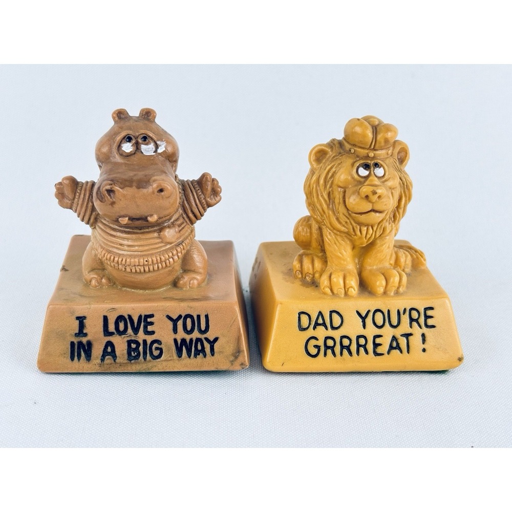 Vintage Lot Of 2 Wallace Berrie Figurines 1970's - Love You & Dad You're Great